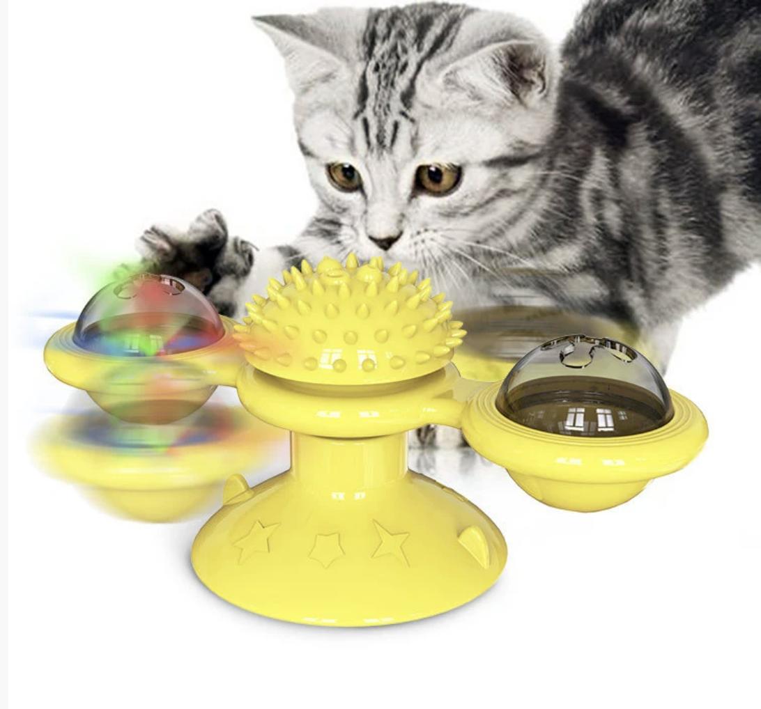 Jouet interactif en forme de moulin à vent pour chat