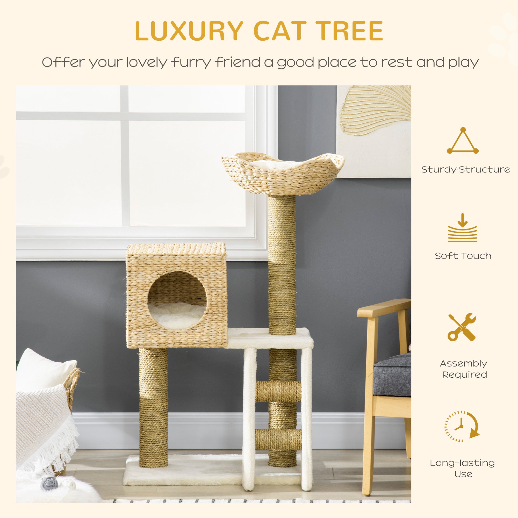 Arbre à Chats en Rattan : Confort et Sécurité pour Votre Félin