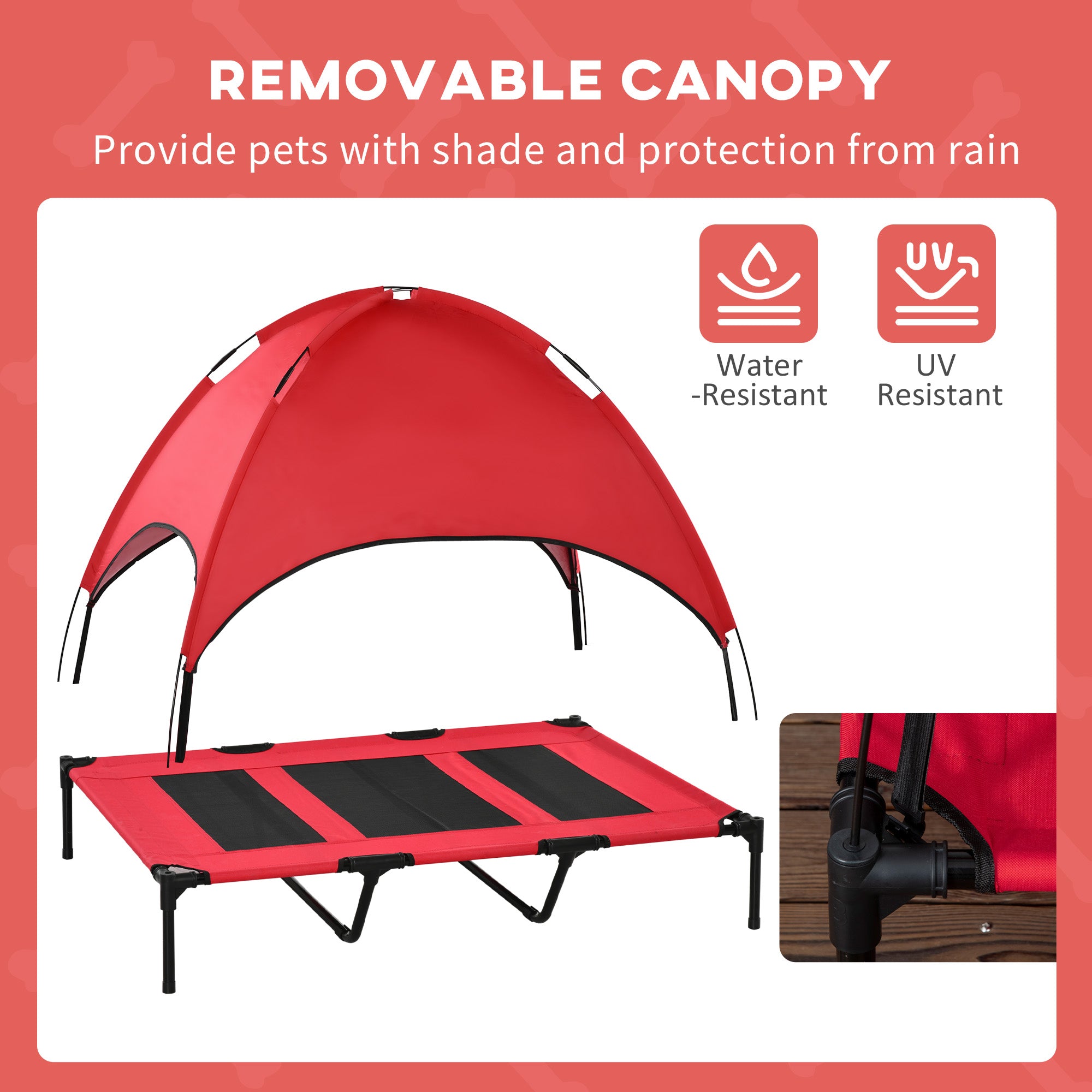 Lit surélevé portable pour chien avec protection UV et effet rafraîchissant