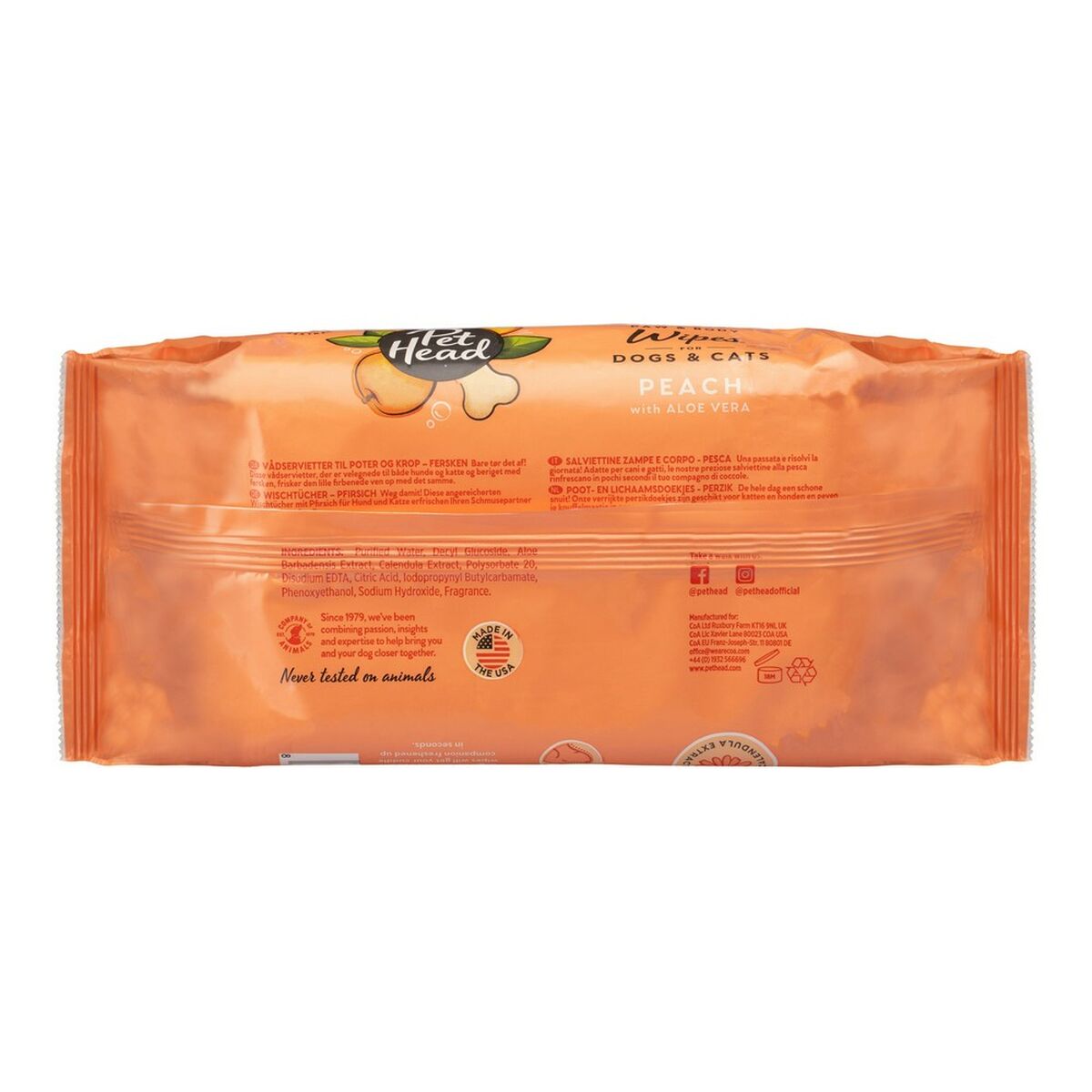 Lingettes Humides pour Animaux Pet Head Quick Fix Pêche (80 unités)
