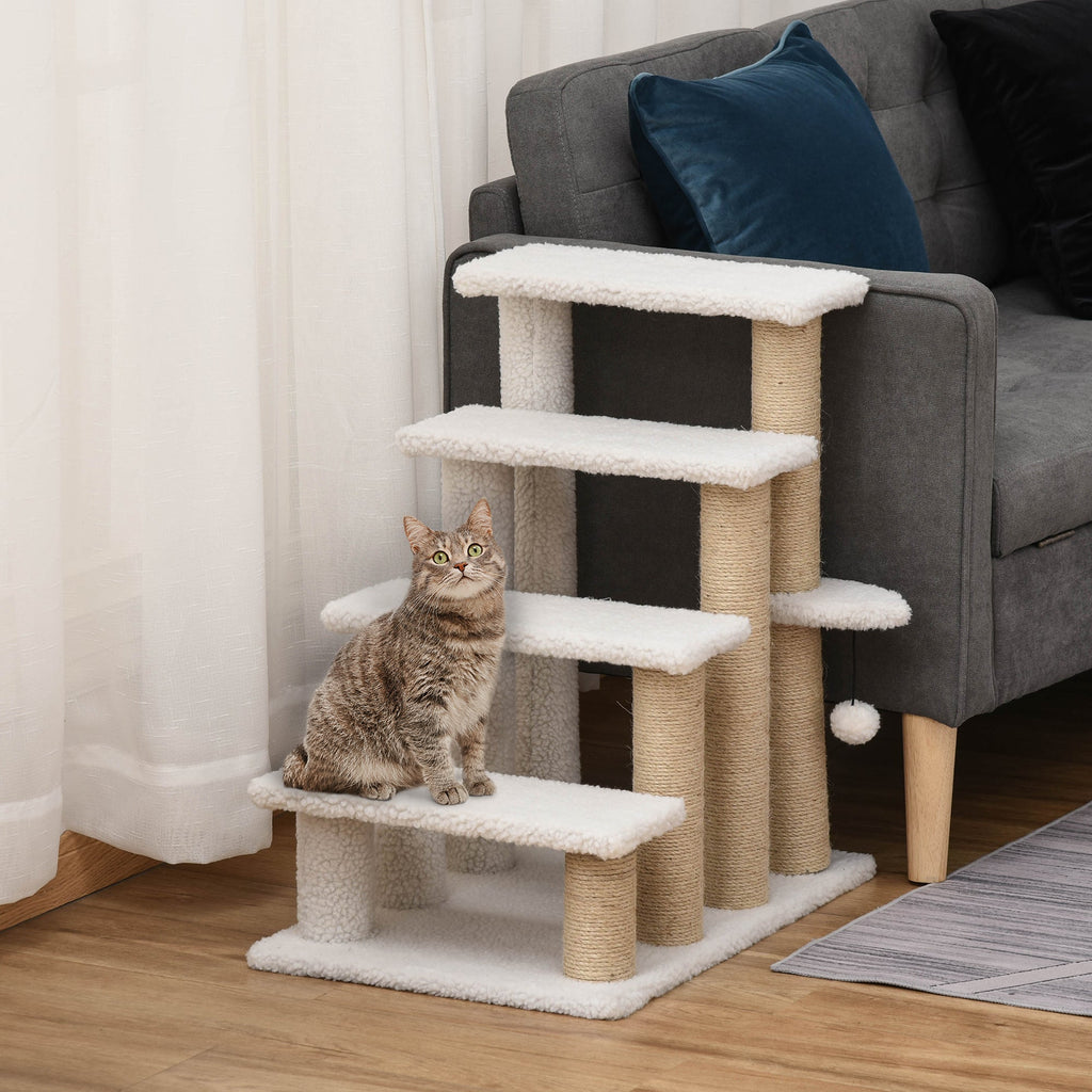 4 Levels Chat Steps avec Griffoir Posts pour High Lit, Sofa, White