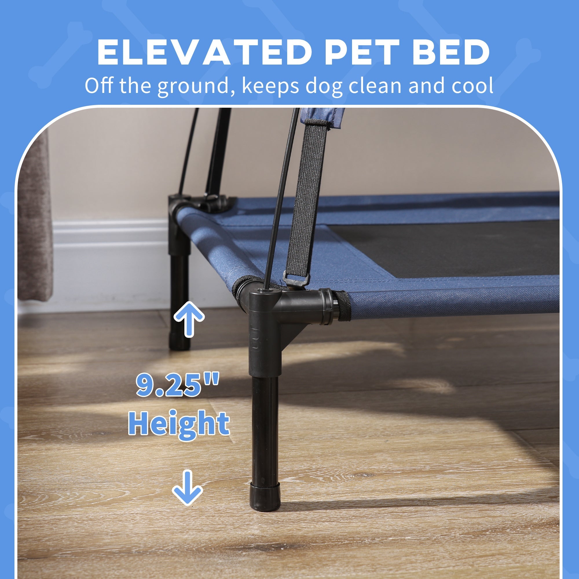 Lit surélevé portable pour chien avec protection UV et refroidissement