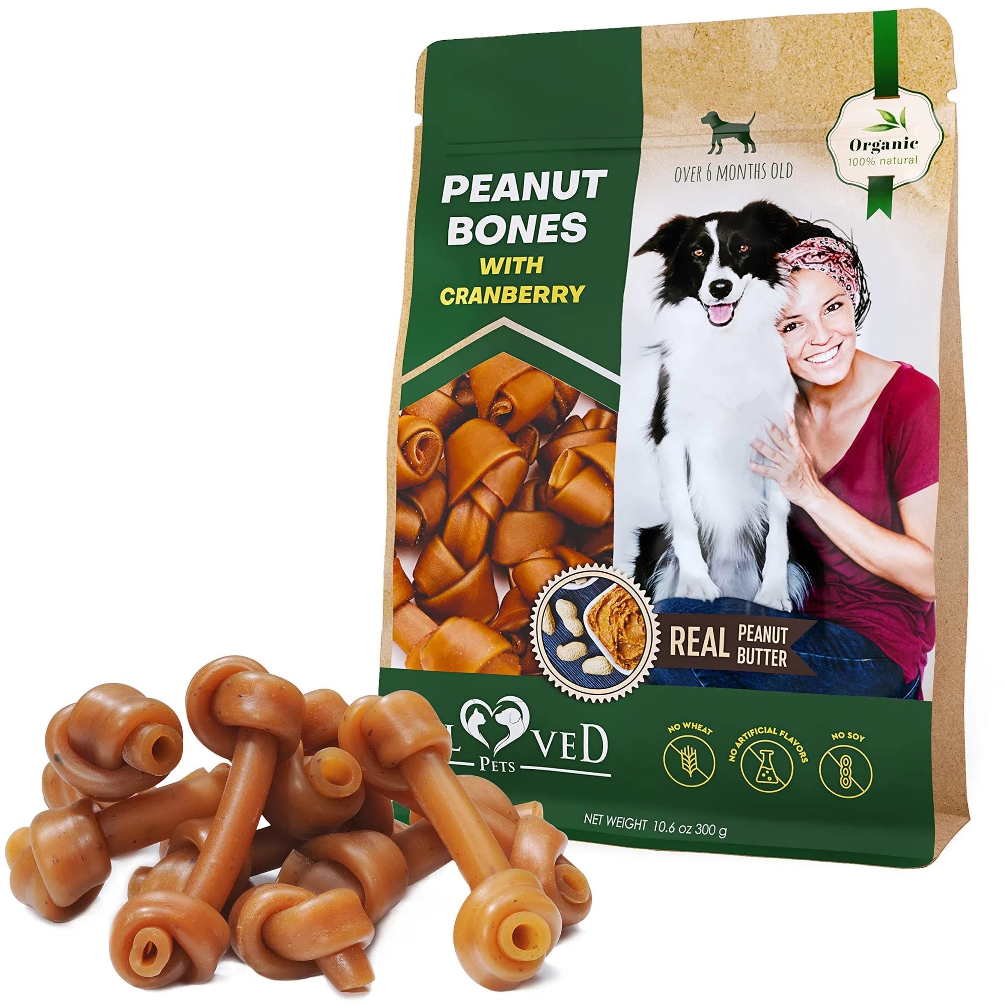Os au beurre de cacahuète pour chien avec canneberges