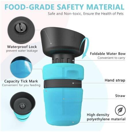 Bouteille d'eau pliable pour chien de voyage