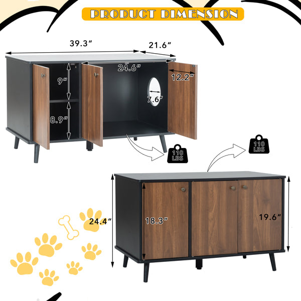 Litière Bac Enclos, Litière Bac Meuble Avec Prise Cachée, 3