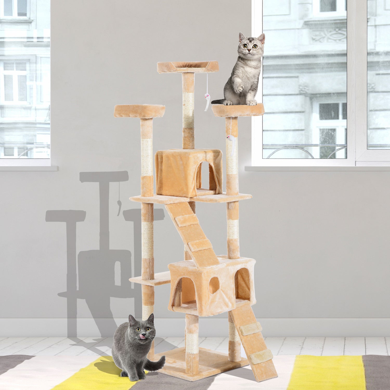 Arbre à chat multi-niveaux PawHut de 67 pouces - Centre d'activités pour chatons