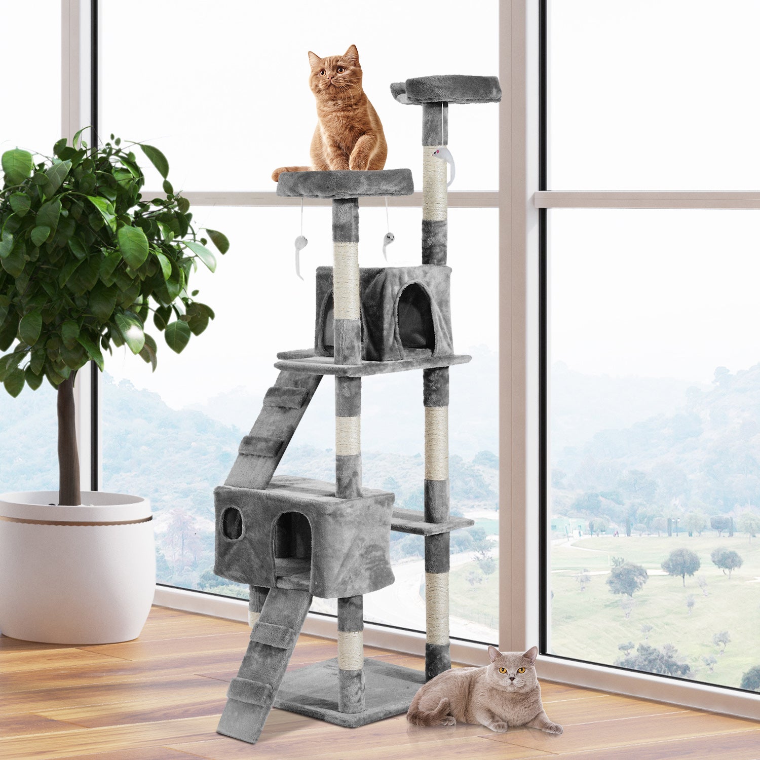 Arbre à chat multi-niveaux PawHut de 170 cm - Centre d'activité pour chatons
