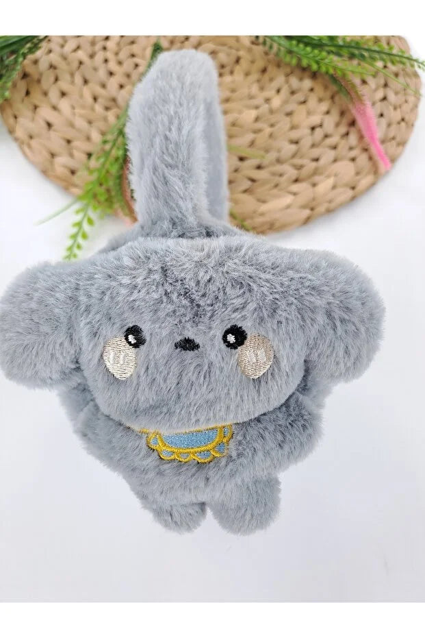 Bandeau en Peluche Grise pour Enfants