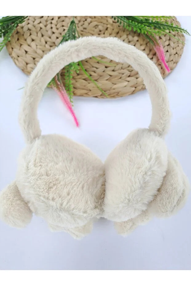 Boys Crème Peluche Hiver Écouteurs – Fluffy Chiot Gants pour Enfants