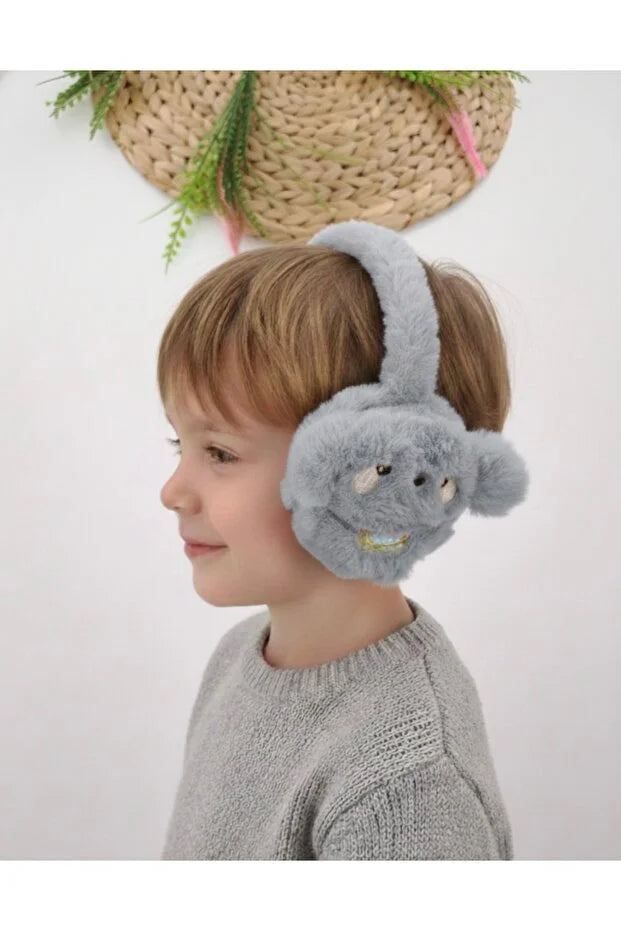 Bandeau en Peluche Grise pour Enfants