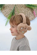 Boys Brown Peluche Hiver Écouteurs – Fluffy Chiot Gants pour Enfants