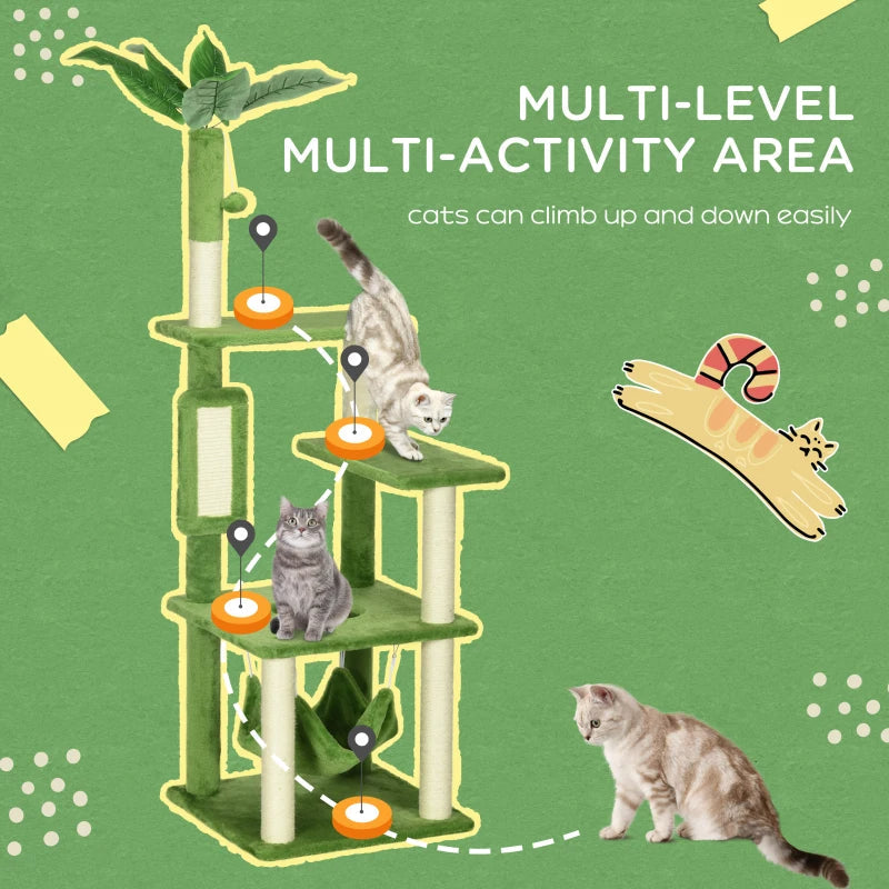 Arbre à chat PawHut pour chats d'intérieur avec hamac, tour à chat, vert