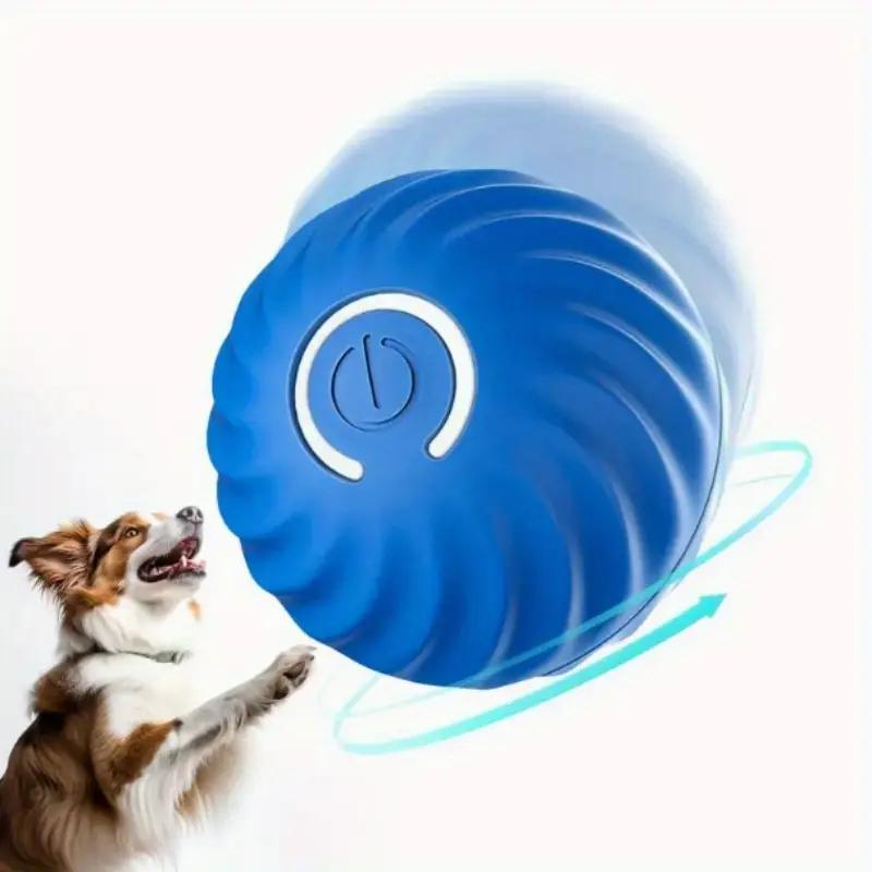 Balle rebondissante bleue et orange pour chats et animaux amusants