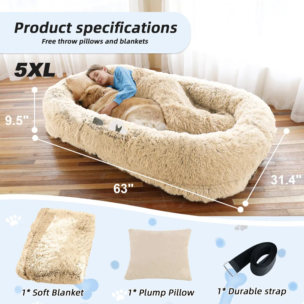 Lit Douillet en Fourrure Synthétique pour Grands Chiens