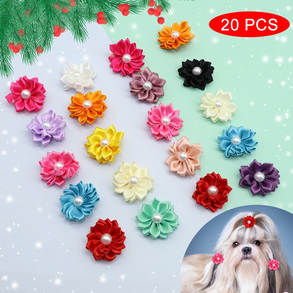 20pcs/lot Jolis Noeuds de Cheveux pour Chiens Chiot Yorkshire