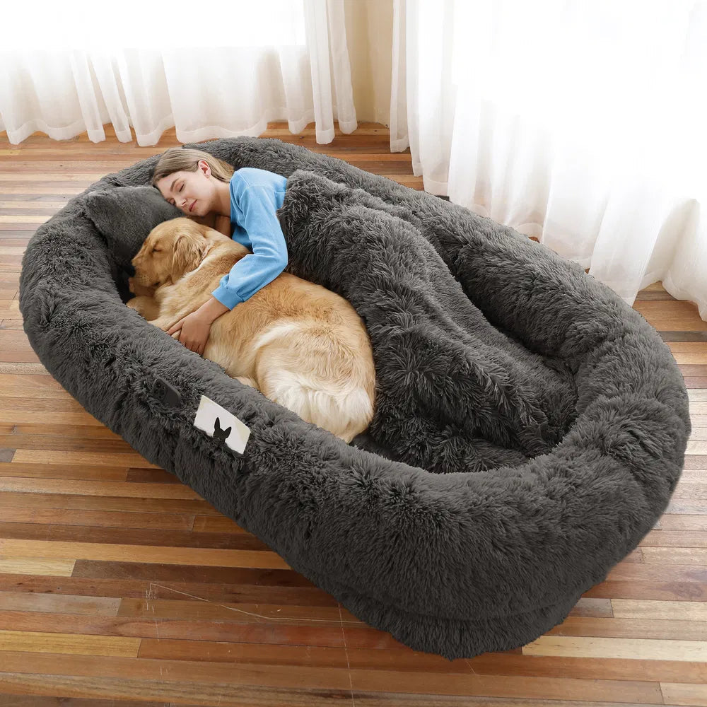 Lit Douillet en Fourrure Synthétique pour Grands Chiens