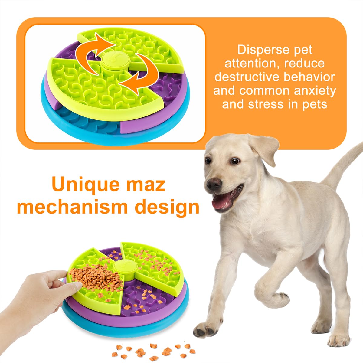 Bol Anti-Étouffement pour Chats et Chiens - 3 en 1