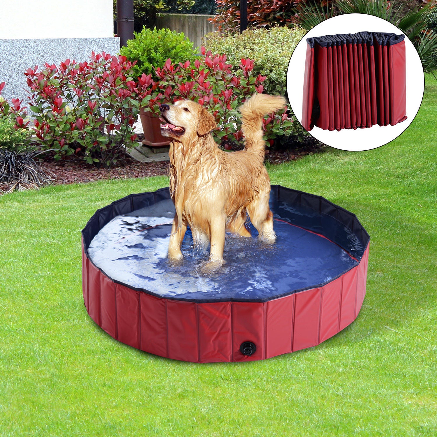 Baignoire Pliable pour Chiens PawHut - Tub d'Amitié pour Chiots et Lavage des Animaux