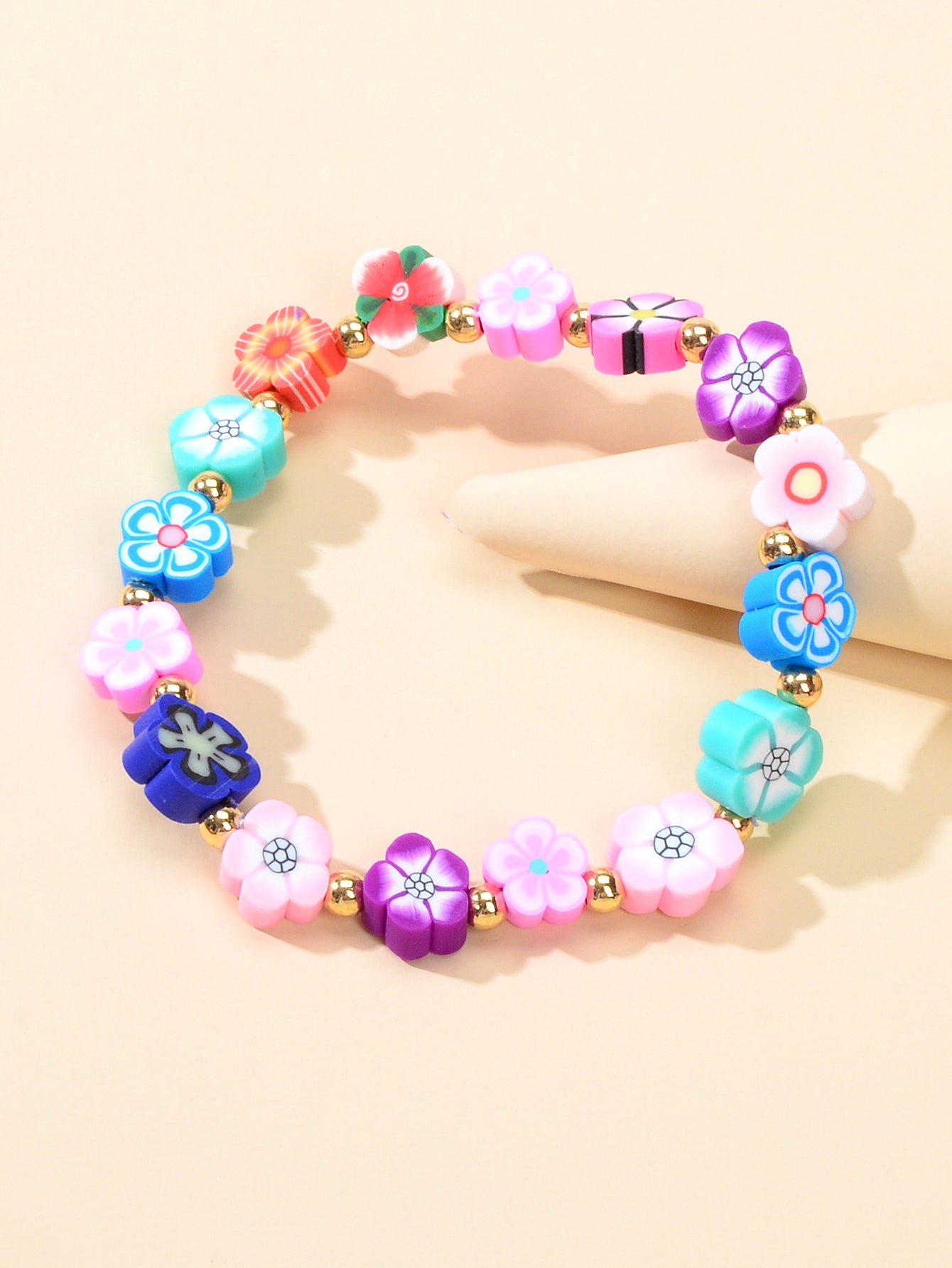 Cadeaux amusants pour femmes Bracelet élastique fleuri en forme aléatoire multicolore