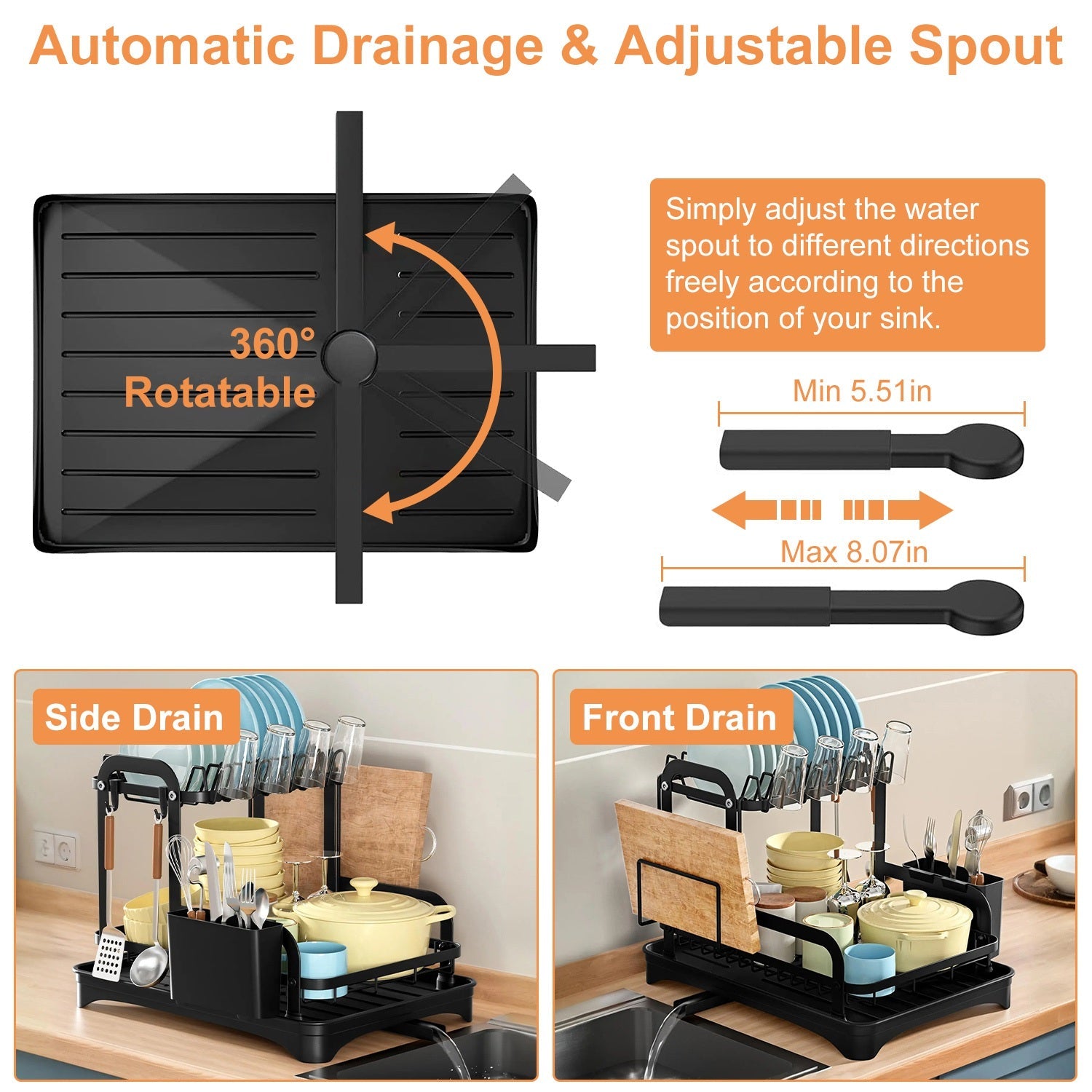 1Pc Égouttoir à Vaisselle 2 Niveaux pour Économiser de l'Espace sur le Comptoir de Cuisine