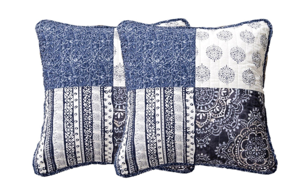 Ensemble de 2 coussins décoratifs en denim bleu bohème Élégance DaDa Bedding