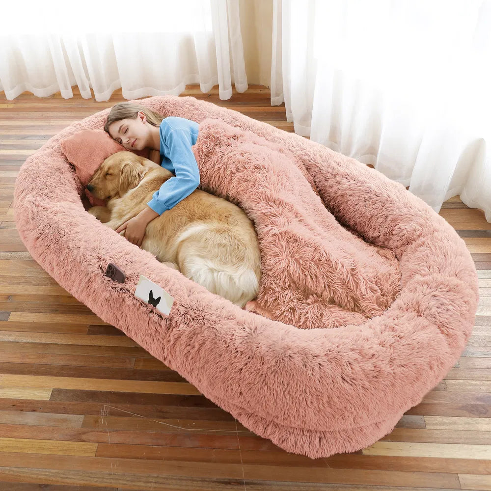 Lit Douillet en Fourrure Synthétique pour Grands Chiens