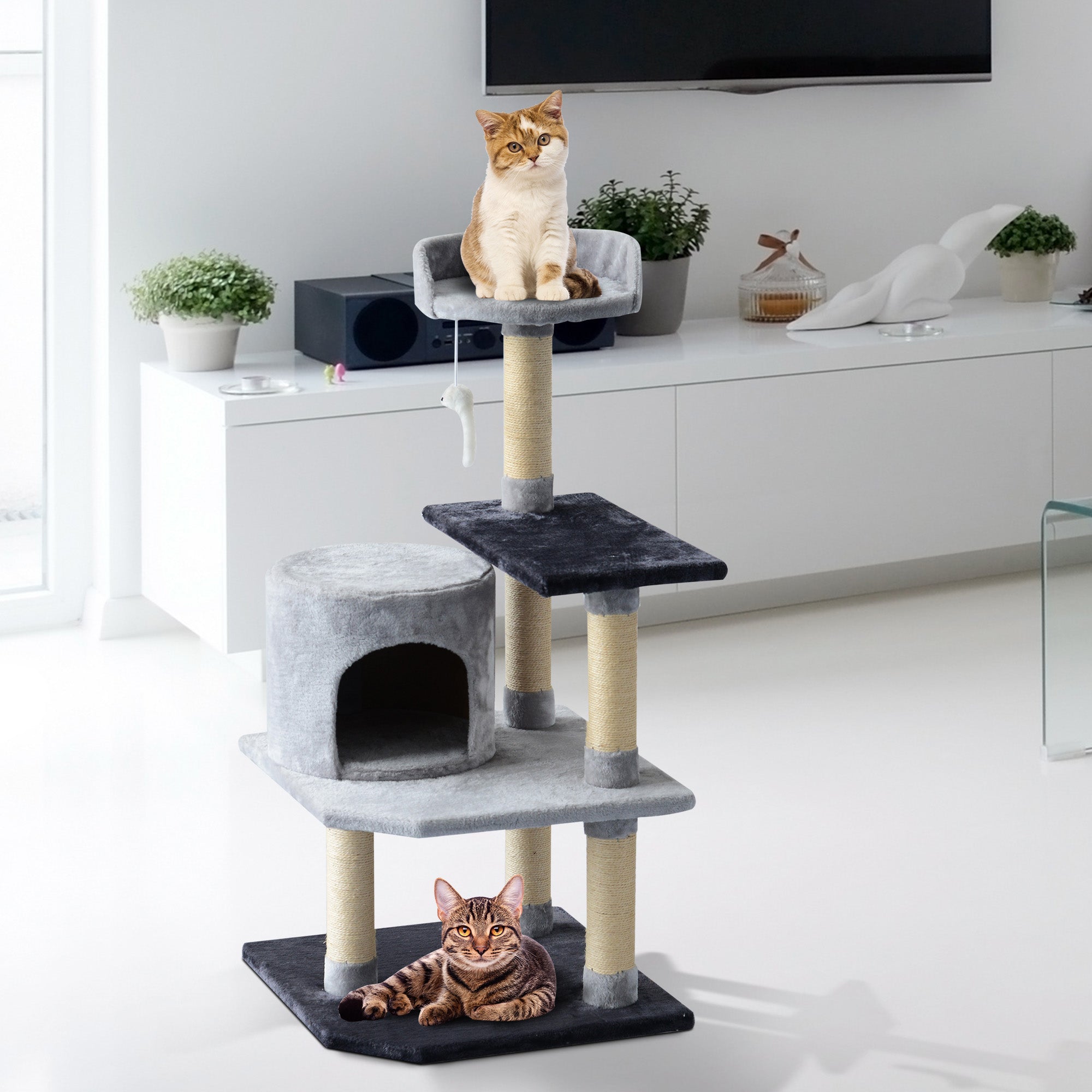 Arbre à Gratter pour Chat PawHut 39" - Condo de Jeu et Activités pour Chaton