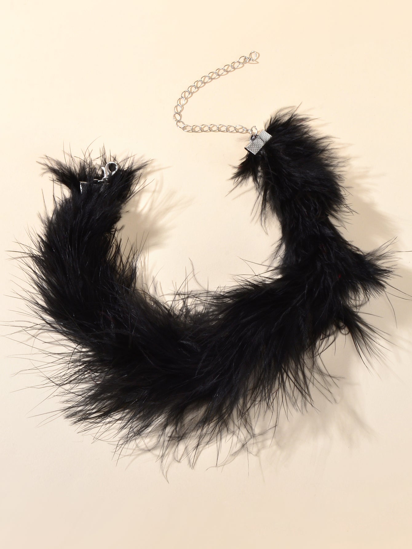 Collier Choker en Fourrure Synthétique Noire Rétro pour Femmes Soirée Dîner