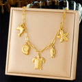 Collier en acier inoxydable tortue escargot avec chaîne croisée