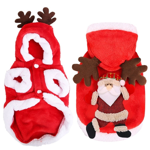 1Pc Vêtements de Noël Animal Costume de Père Noël avec Antlers de Renne Hiver