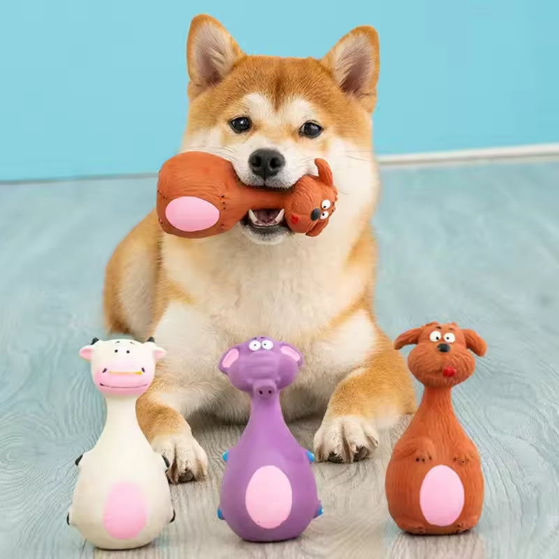 4 pièces Jouets à mâcher en latex pour chien mignons avec son, jouets interactifs à mordre