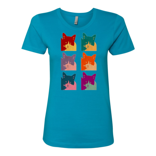 T-shirt Femme Boyfriend 6 Panneaux Chat d'Aujourd'hui