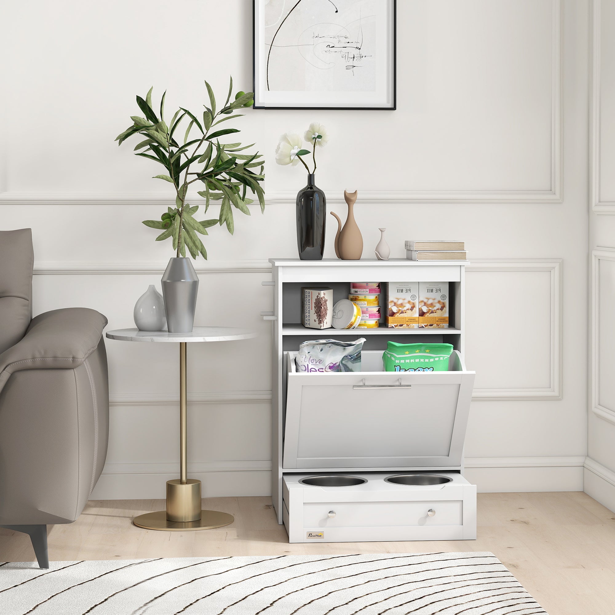 Station de Nourriture pour Animaux avec Rangement