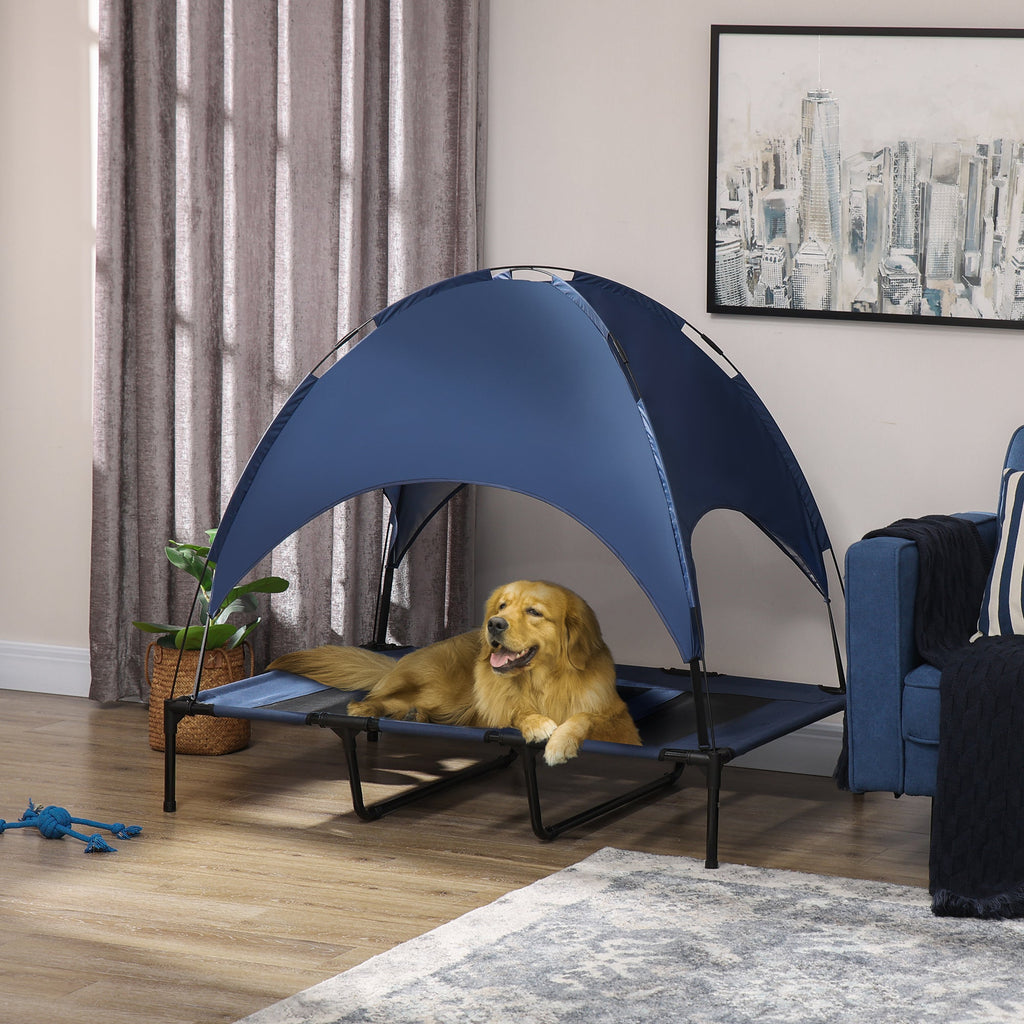 Lit surélevé portable pour chien avec protection UV et refroidissement