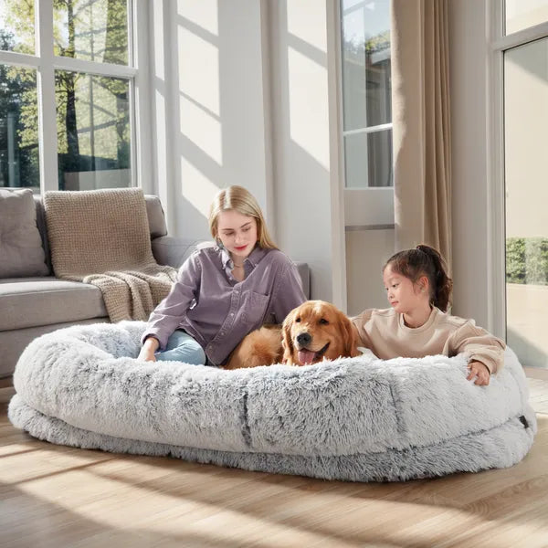 Lit Douillet en Fourrure Synthétique pour Grands Chiens