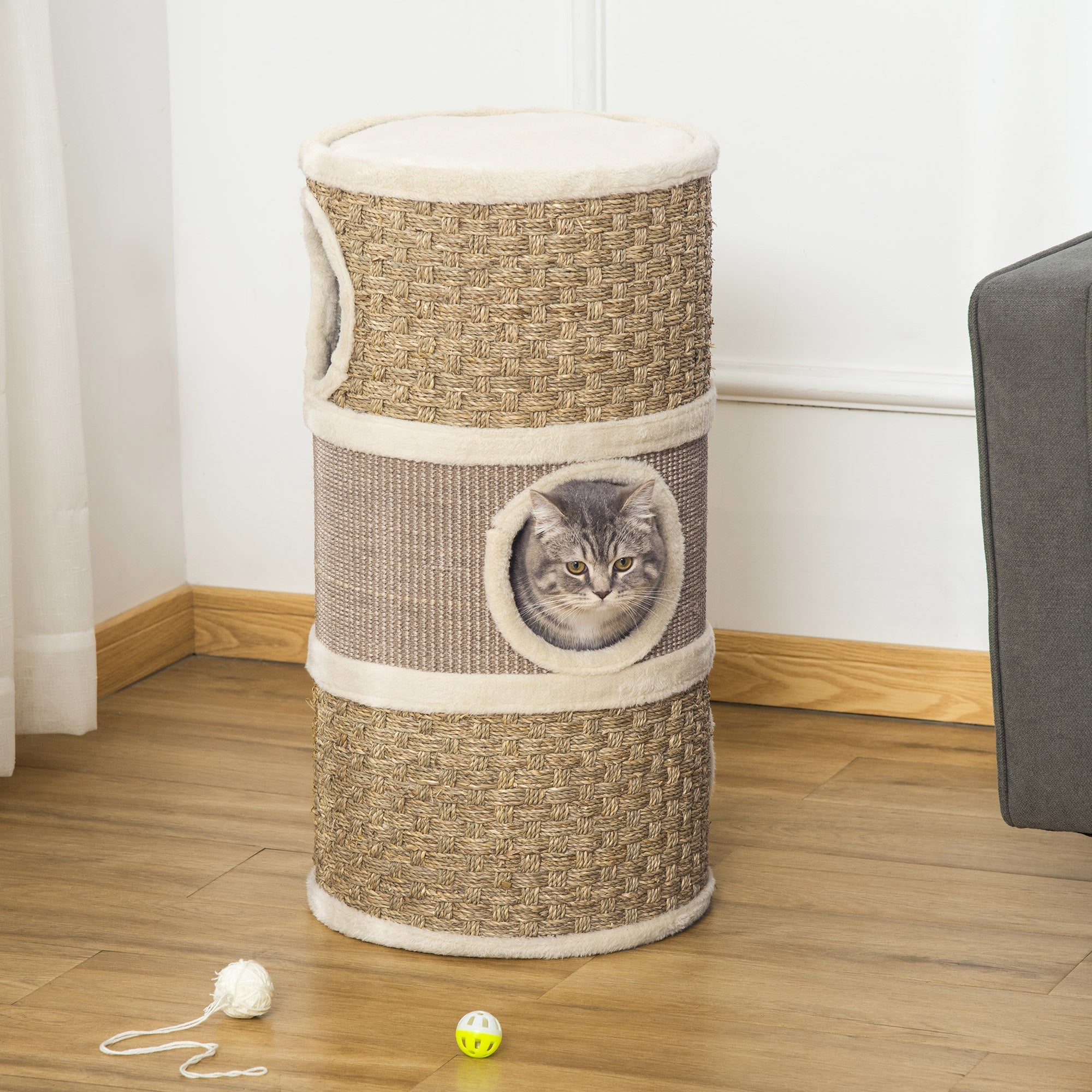 28 Inch Chat Condo, 3 Story Chat Hideaway avec Sisal Griffoir Pad