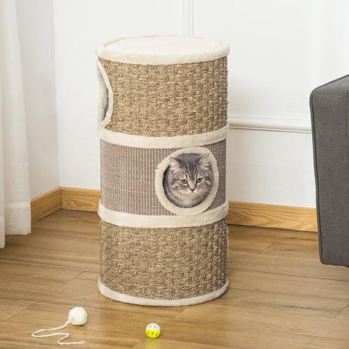 28 Inch Chat Condo, 3 Story Chat Hideaway avec Sisal Griffoir Pad