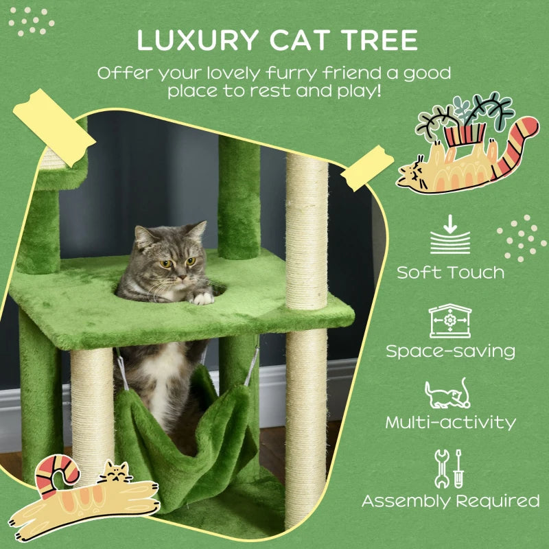 Arbre à chat PawHut pour chats d'intérieur avec hamac, tour à chat, vert