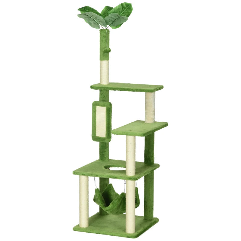Arbre à chat PawHut pour chats d'intérieur avec hamac, tour à chat, vert