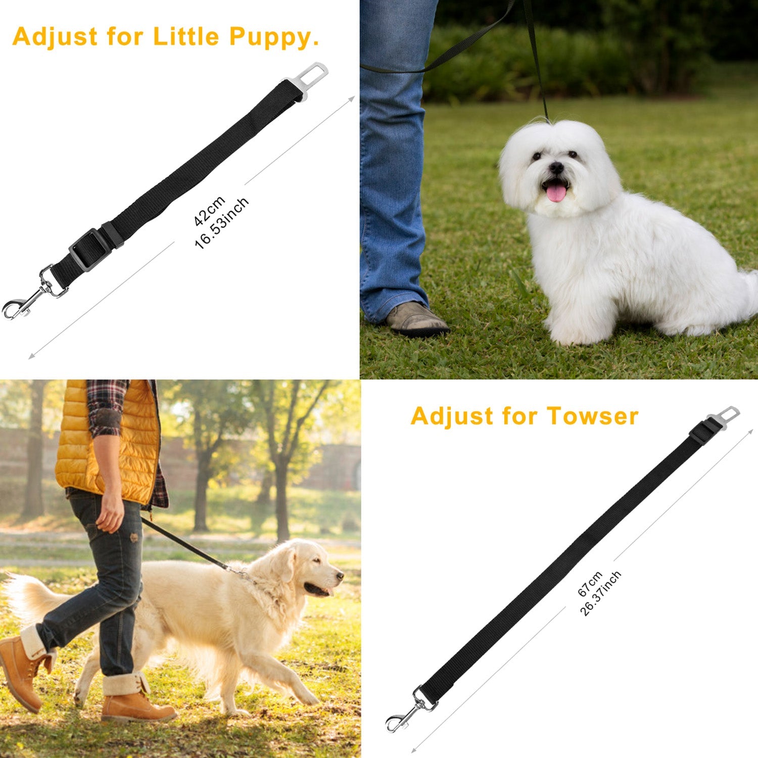 2Pcs Animal Chien Ceinture de Sécurité Laisse Réglable Animal Chien Chat Safety Leads