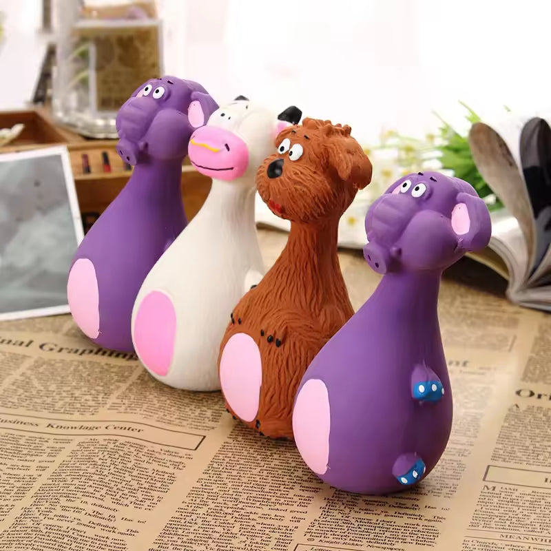 4 jouets à mâcher en latex pour chien avec son