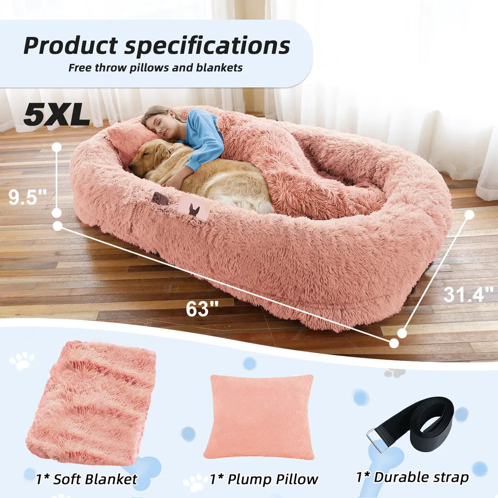 Lit Douillet en Fourrure Synthétique pour Grands Chiens