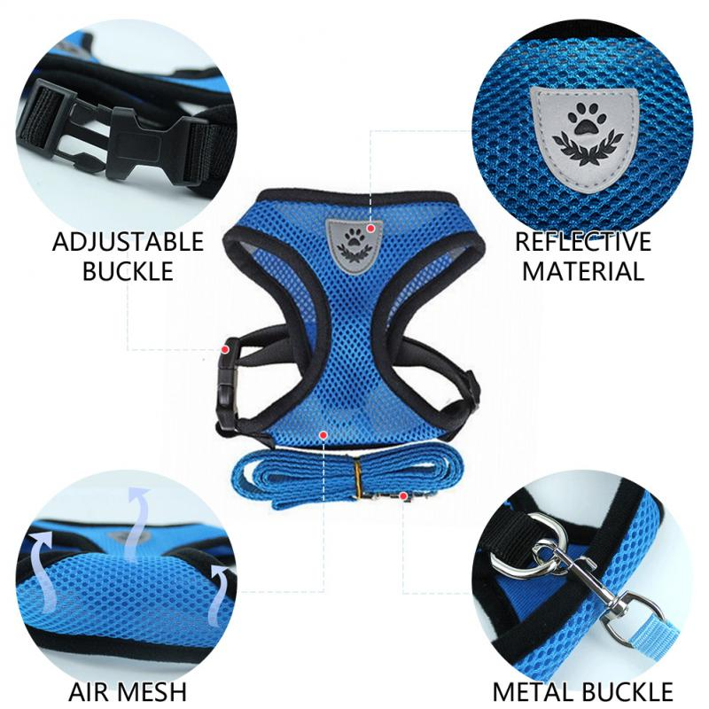Harnais Réglable pour Chat et Chien avec Système Réfléchissant