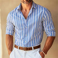 Chemise à col rayé avec boutonnière pour homme