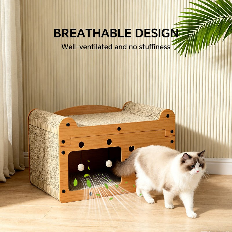 Griffoir en forme de poisson à bulles de 56 cm, avec 2 balles à teaser, en bois