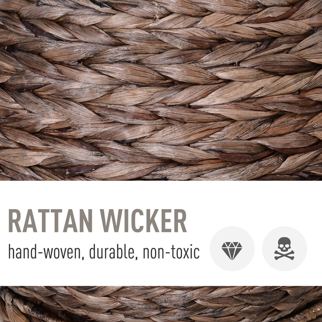 Lit surélevé en osier fait main avec coussin marron foncé pour chatons