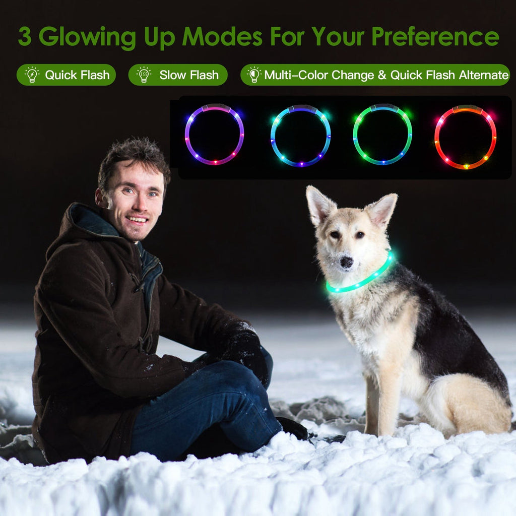 1Pc USB Rechargeable LED Chien Collier Multi Color Lighting Chien Safety