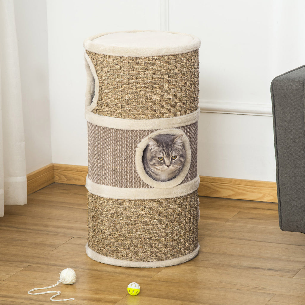 28 Inch Chat Condo, 3 Story Chat Hideaway avec Sisal Griffoir Pad