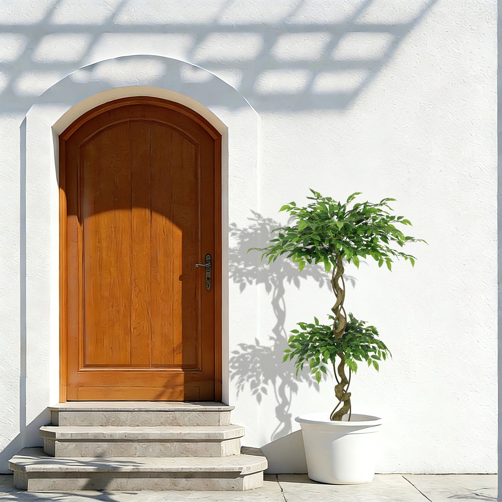 5.2FT Artificial Ficus Arbre, Lifelike Faux Banyan Arbre avec Pot pour