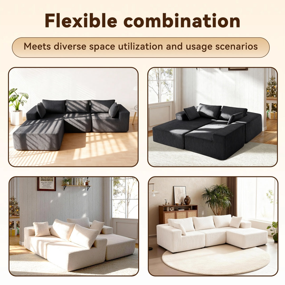 Gray Versatile Modular Sofa Lit - Space-Saving, No Assembly